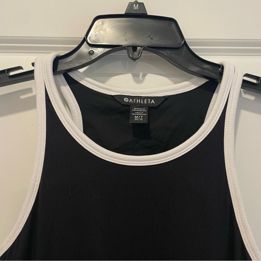 Athleta black white trim Signature Rib Maxi Dress Women Medium NWT - Picture 3 of 15